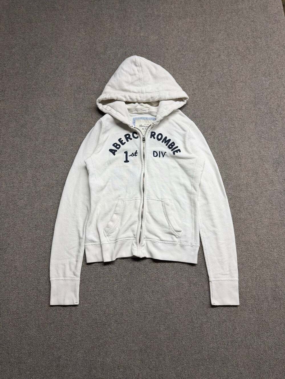 Womens Abercrombie & Fitch Vintage Y2K Hoodie Gray Zip Up Hoodie Sweatshirt M